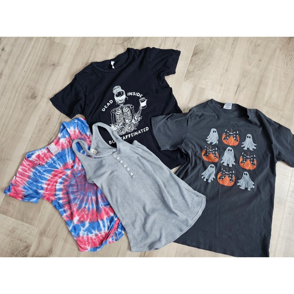 Bundle of 4 shirts/tank Halloween Pumpkin Ghost Black womens XSsmall multi color